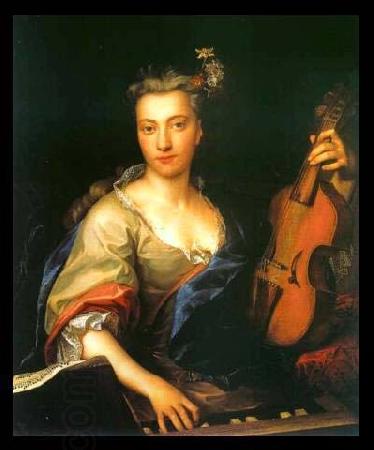 unknow artist Portrait of Young Woman Playing the Viola da Gamba oil painting picture